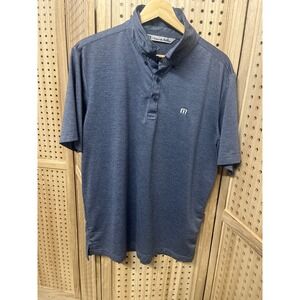 TravisMathew‎ Mens Golf Polo Shirt Blue Plaid Short Sleeve Performance Casual M